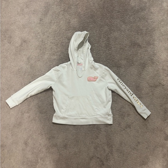 NWOT Girls Vineyard Vines Kids Cream Hoodie with Pink Whale Patch. Size Small - Picture 13 of 14